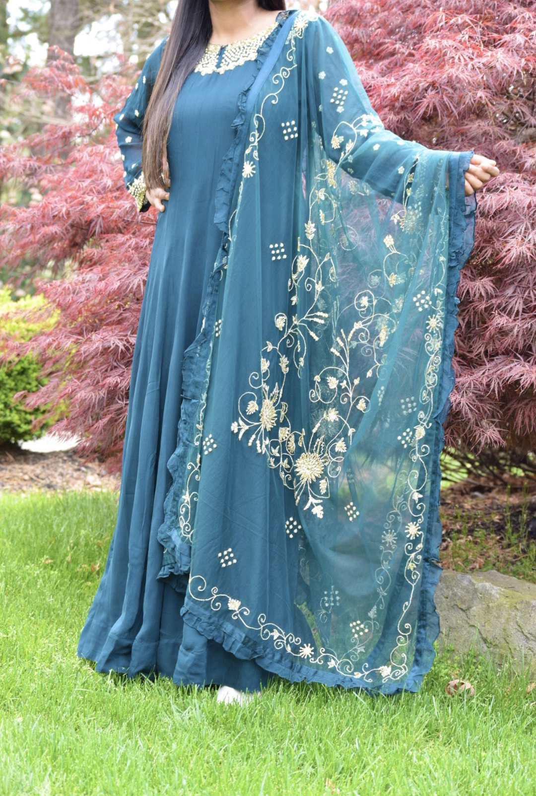 fancy gown with dupatta